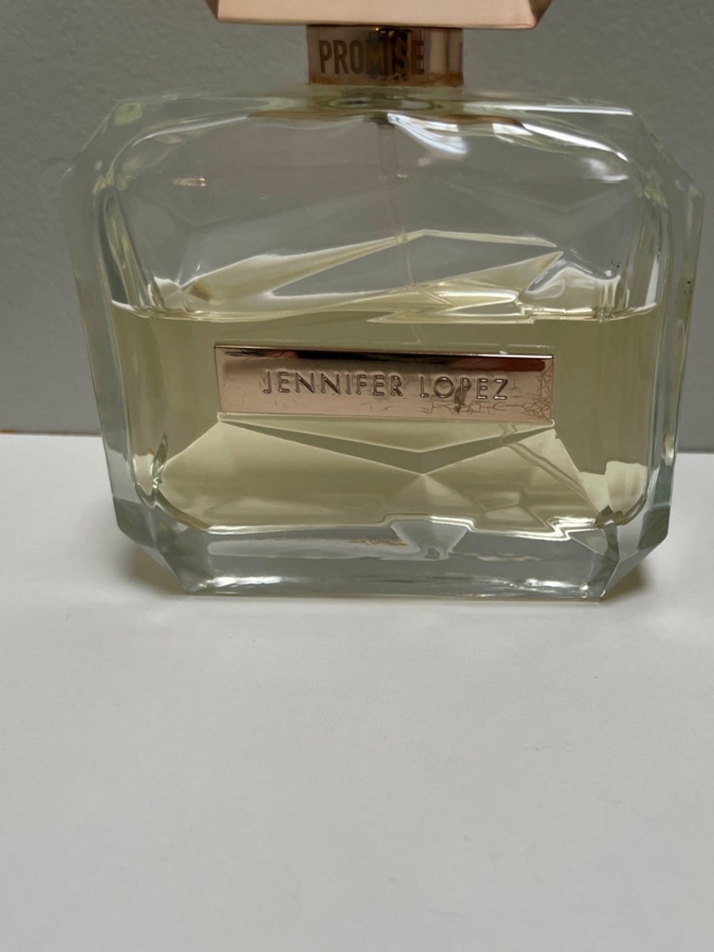 Jennifer Lopez-Promise-Perfume Bottle 3.4 oz 
Clear Glass with Rose Gold Accents - Picture 2 of 5